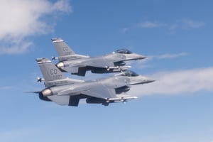 Two F-16 Fighting Falcons from the Colorado Air National Guard.